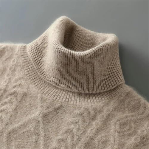 Men's Wool High Neck Knit Sweater - Long Sleeve Solid Pullover Daily Commute Warm Casual Jumper Top Blue3