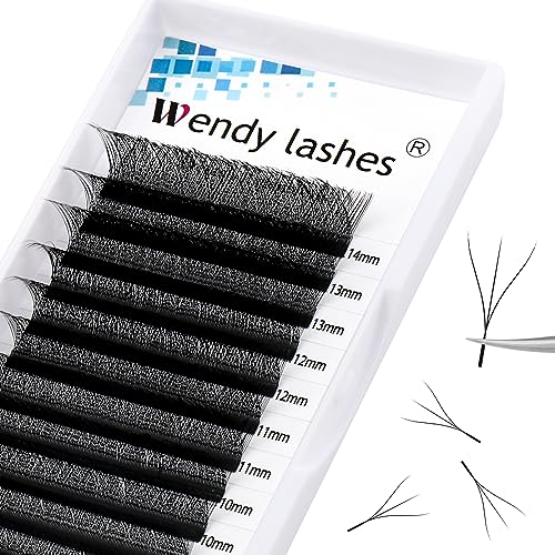 W Lash Extensions 3D Premade Fans Volume Lashes Mix8-14 0.07mm D Curl W-Shaped Lashes Refine Roots, Extend 3 Tips