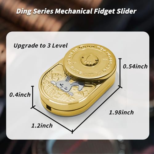 KOMO EDC Fidget Toys Adults,EDC Premium Alloy Mechanical Fidget Toy, Rabbit Ding Ding Fidget Slider, Help Relieve Stress,Compact Portable Sensory Fidget Tool,Gifts for Adults (Mix Gold) by KOMO EDC - Image 2