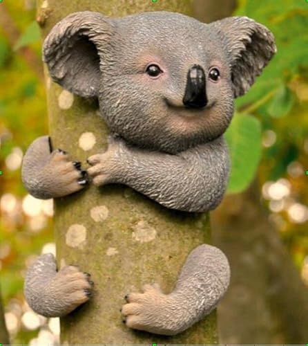 Garden Mile Koala Tree Peeker Hanging Garden Ornaments Outdoor Animals Waterproof Resin Garden Sculptures & Statues For Outdoor Decorations Ideal For Trees Fences Walls Animal