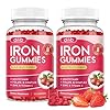 2 Pack Iron Gummies with Multivitamin, Iron Supplement for Women & Men with Zinc, Vitamin B Complex & C, B12, Folate - Blood Builder & Energy Support for Adults & Kids - Strawberry Flavor, Vegan 120ct