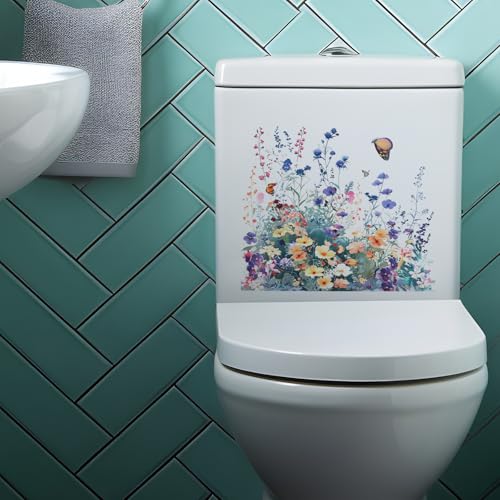 Wy Lighting Level 588464_1+BATHROOM WALL DECALS 3Pcs Flowers Butterfly Toilet Seat Lid Stickers Self-Adhesive Bathroom Wall Sticker Removable Waterproof Sticker Tank Covers Decals Decor thumb #6