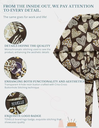Image of Scrub Caps for Women with Buttons, Classic Surgical Caps
