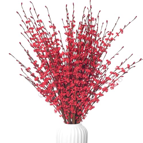 10Pcs Red 29.5" Artificial Jasmine Flowers for Christmas DIY Wreath Decor
