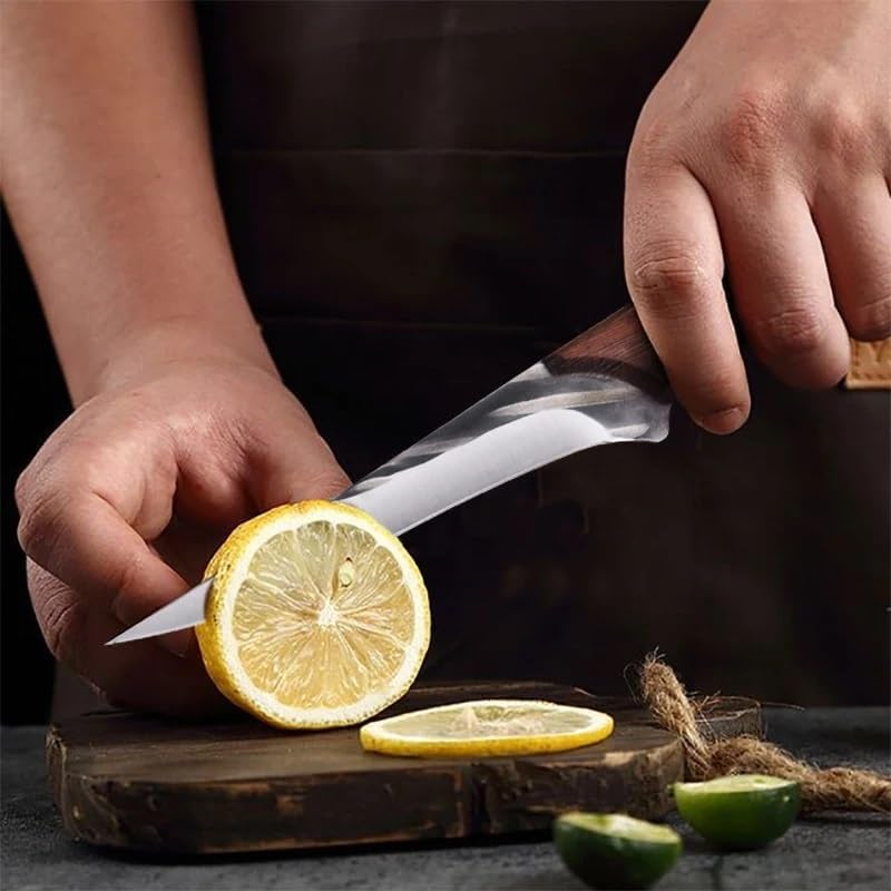 Kitchen Knife Sets, 6pcs Kitchen Knife Set Boning Knife Butcher Knife Stainless Steel Slicing Knife Sharp Kitchen Scissors with Sharpener