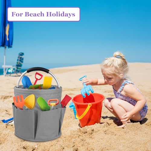 Image of 17L Collapsible Cleaning Supplies Caddy with Handle for Travel, Dark Gray