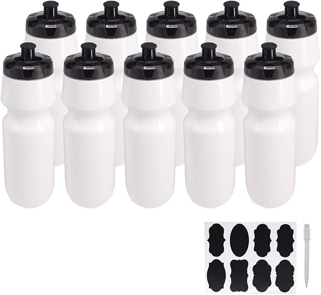 Paquet de 10 27 oz Bouteilles d'eau de sport Boutilles d'eaux de sport et de fitness BPA Gratuite avec 16 les étiquettes de craie, 1 Stylo (Sécurité de plongée)