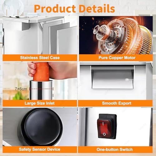 Commercial Electric Vegetable Dicer & Onion Chopper, 6/8/9/12/15mm Stainless Steel Knife Set, Automatic Fruit & Vegetable Chopper with Julienne Plate for Quick Food Prep