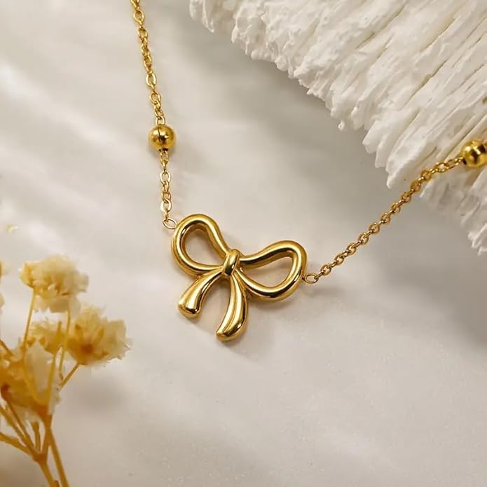 Image of Necklace Set For Women Stylish | Anti Tarnish Waterproof Stainless Steel Chain Pendant Necklaces Jewelry for Love | Gold Plated Jewellery Accessories for Woman & Girls | Birthday Gift for Wife & Girlfriend
