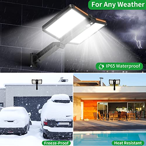 Solar Powered Street Lights Outdoor,218 Leds Security Lights With Remote Control Two Panels Motion Lights Waterproof High Brightness Wide Angle Flood Wall Lights With 5 Lighting Modes (Black-2P) #TOP6