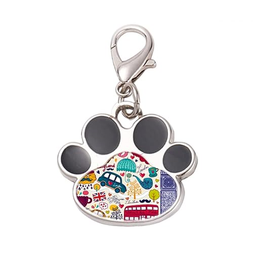 DIYthinker?Bus Tower UK England Big Ben Landmark Pet Tag Keychain Dog Cat ID