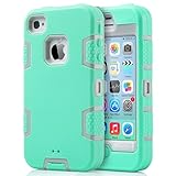 iPhone 4 Case,iPhone 4S Case,ULAK KNOX ARMOR Shockproof Heavy Duty Combo Hybrid Defender High Impact Body Rugged Hard PC & Silicone Case Protective Cover For Apple iPhone 4 4S (Mint+Grey)