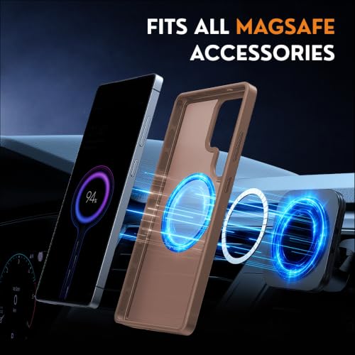 Image of AIBEX Back Cover OStand for Samsung S26 Ultra 5G MagSafe Compatible | Ring Kickstand with Magnetic Alloy Ring Metal | Wireless Charging Support | Scratch Resistant Slim | Armor Protection Case - Brown