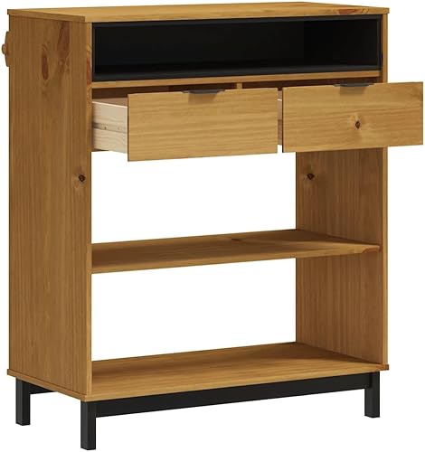 Miniatura 4 de Brown Pine Bar Table 36.2x17.7in Counter Height with 3 Shelves Dining Kitchen