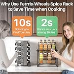 Rotating Spice Rack Organizer for Large Cabinets Kitchen Countertop with Thicken Spice Jars and Labels, Spinning Like Ferris-Wheel, Metal (M) - Image 3