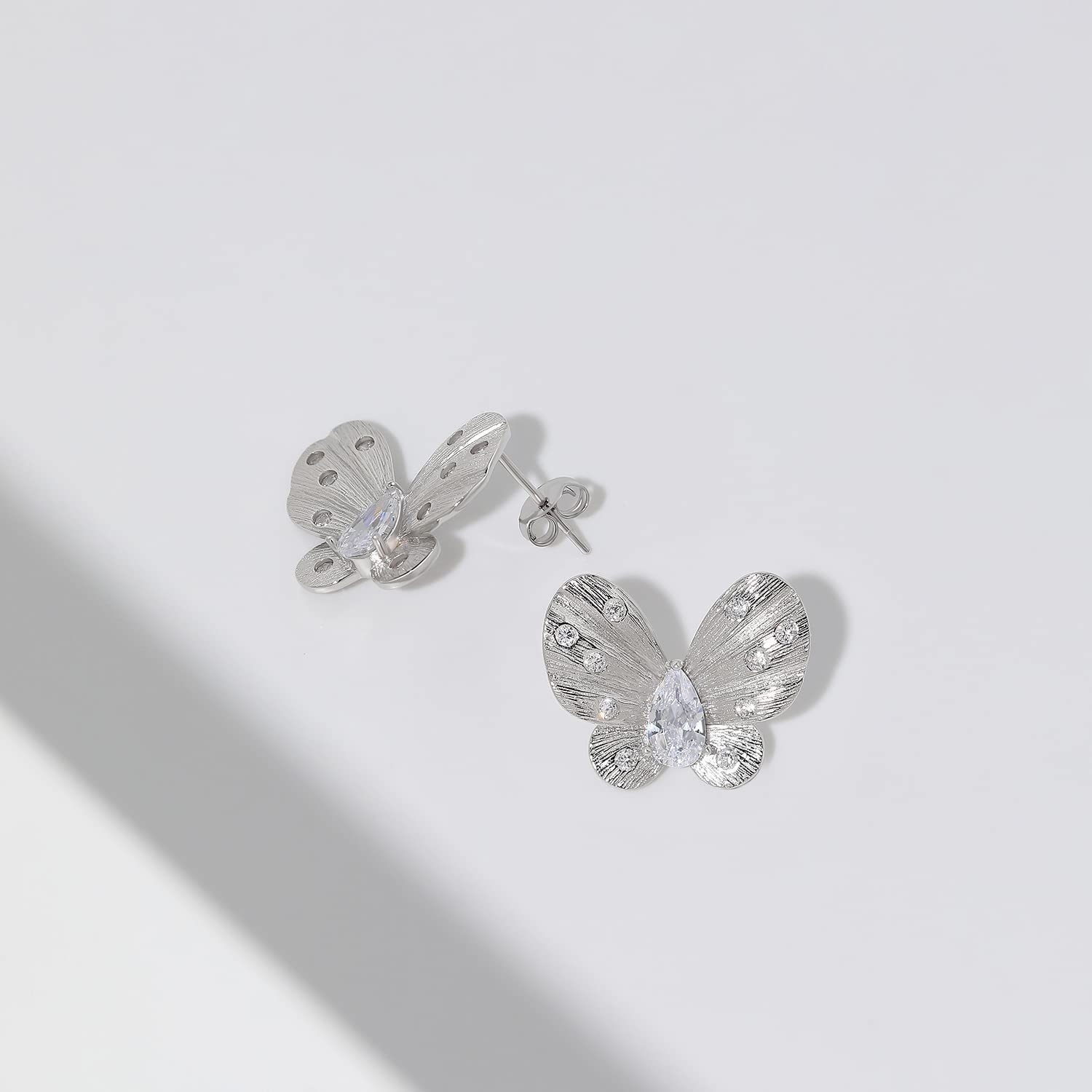 Meissa Farfalla Orecchini da donna in argento 925 Orecchini carini Orecchini in oro Gioielli ipoallergenici (Argento)
