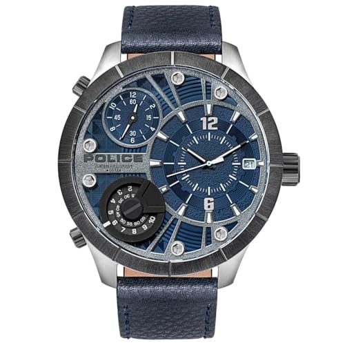 Montre Police homme et femme en cuir bleu pour vos tenues de bureau
