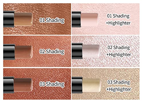 Go Ho 2 Colors Cream Contour Stick,Highlighter And Bronzer Makeup,Face Brightens & Shades Pencil, Facial Contour Shaping Makeup Sticks,01 Nude Pink Highlighter & Light Bronzer Contour Pen #TOP6