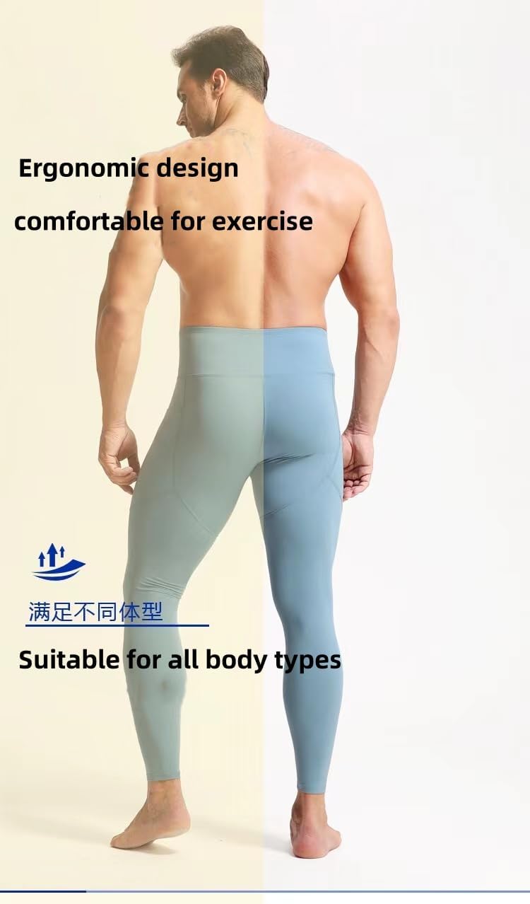 Men’S Fall Winter Solid Compression Pants for Running Cycling Gym Fitness,Slim Fit High Waist Warm Base Layer Pants