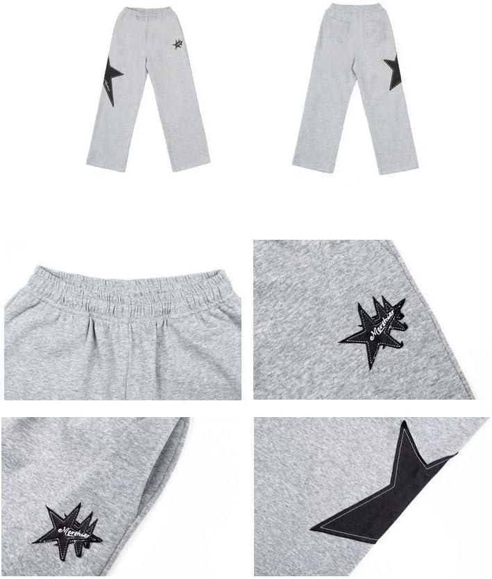 Pooyikoi Women Streetwear Sweatpants Drawstring Elastic Waist Loose Wide Leg Joggers Y2k Star Print Pants Harajuku Trousers - Image 7