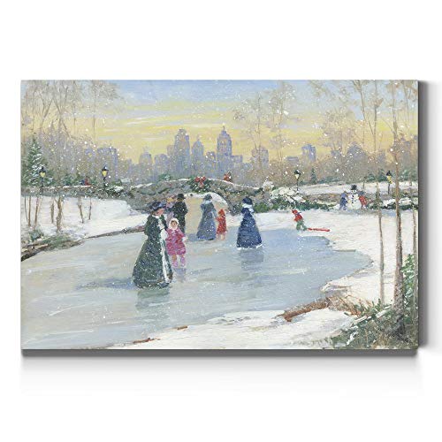 Renditions Gallery Canvas Nature Wall Art Paintings & Prints Artwork Serene Dusk Staking Modern Snowy Romantic Wall Hanging Central Park Decorations for Bedroom Office Kitchen - 32"x48" LT20