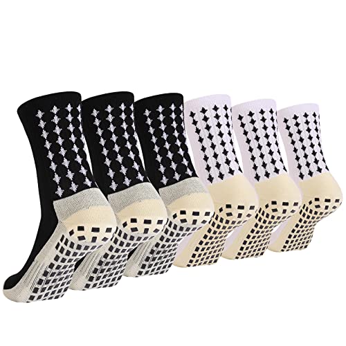 wonhag Grip Soccer Socks Men Training Youth Non slip Mens Athletic Socks Running Crew Socks Hospital Grippy Socks