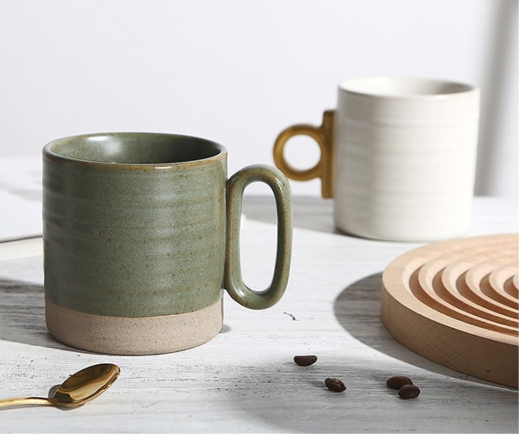 Taza de Café de Té Tazas Taza De Cerámica Con Mango Personalizado Taza Para Beber En La Oficina 400ML Taza De Desayuno De Gran Capacidad Para Café Con Leche para té de la tarde(A)