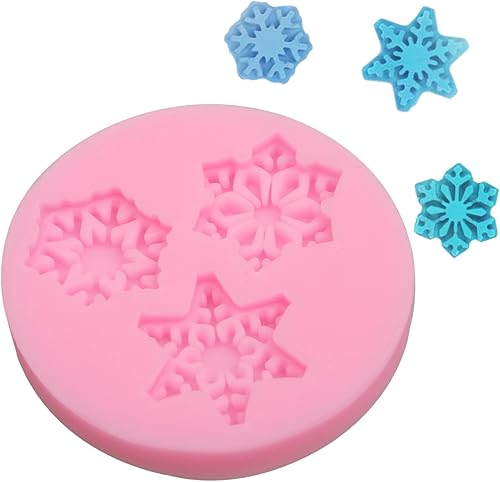 Miniatura 8 de Moldes de silicona de copo de nieve de Navidad, 5 unidades, molde de fondant de chocolate de nieve de Navidad para pasteles, dulces, decoración de