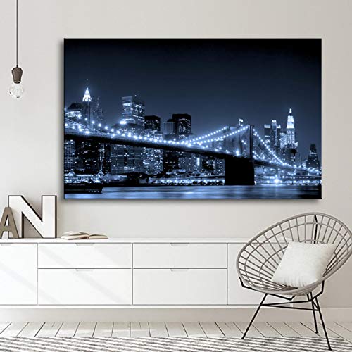 Pintura en lienzo Carteles de paisajes modernos Impresiones del puente de Manhattan Cuadros de arte de pared en lienzo Impresiones de arte de pared de sala de estar Sin marco Cover