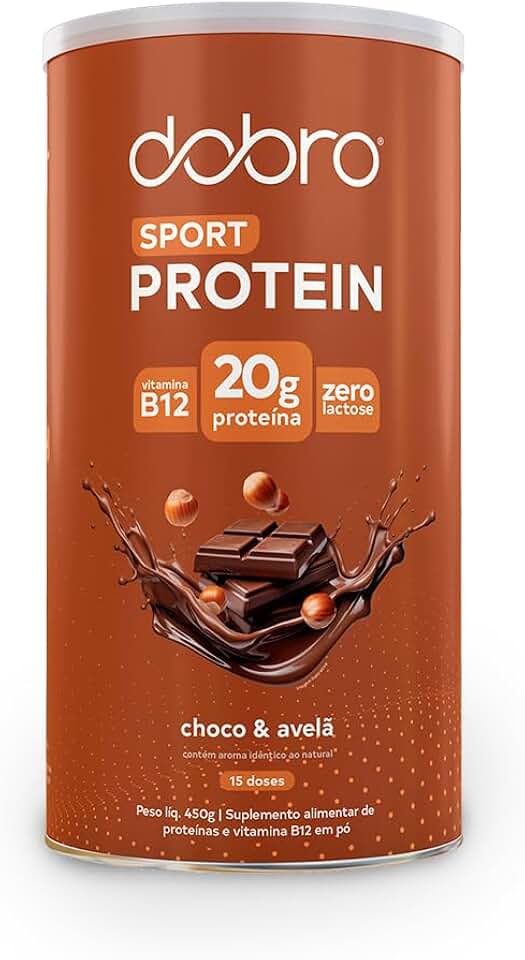 Sport Protein, Dobro, Suplemento Proteico Vegetal em Pó, Blend de Proteínas de Arroz, Ervilha e Lentilha, Sabor Avelã - 450g