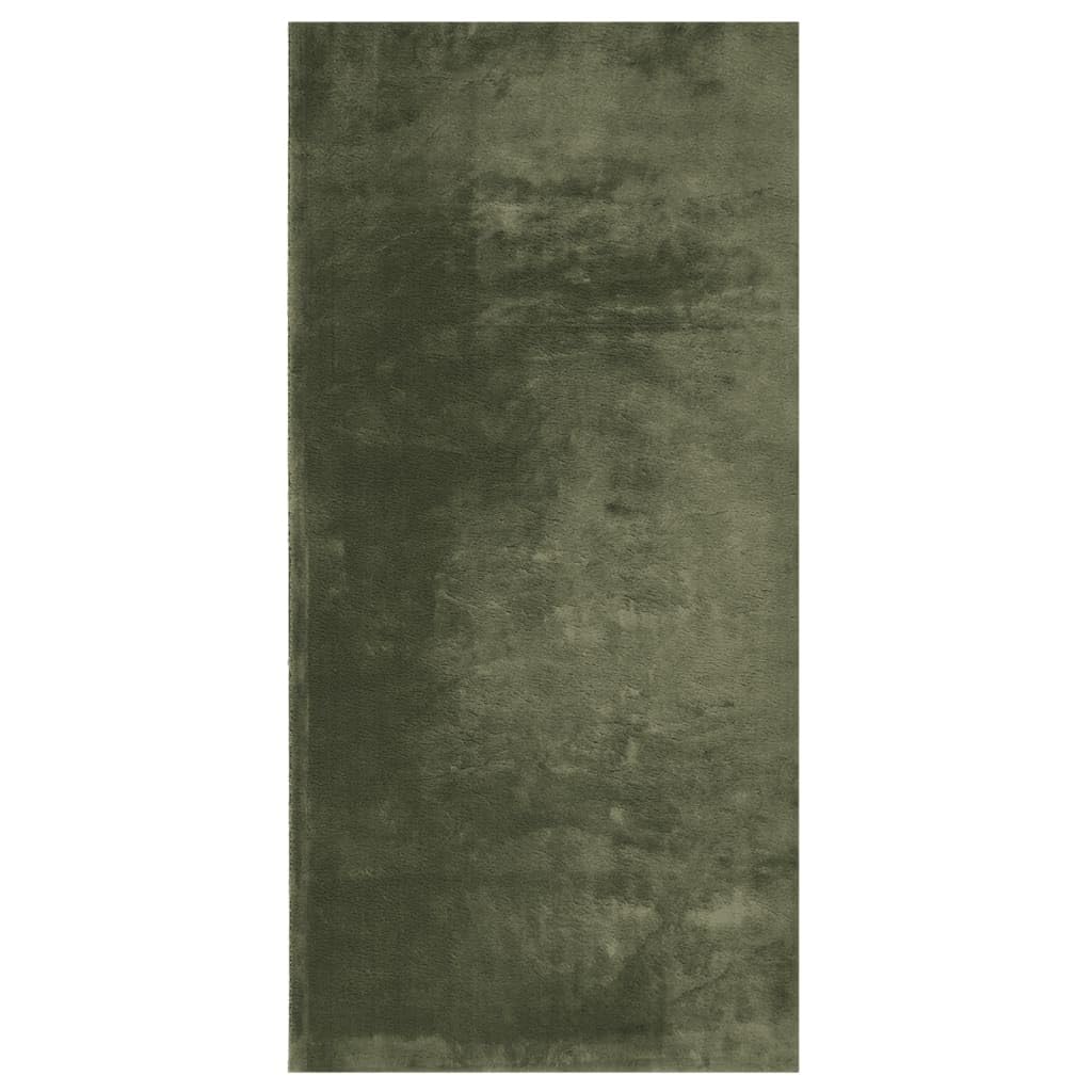 Tapis de salon moelleux HUARTE vert forêt rectangulaire 100x200 cm