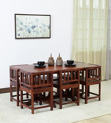 Wopno Furniture Solid Sheesham Wood Dining Table Set Without Cushioned Chairs for Dining Room | Living Room | Home & Office | Hotels Restaurant & Cafe (6 Seater, Honey Oak)
