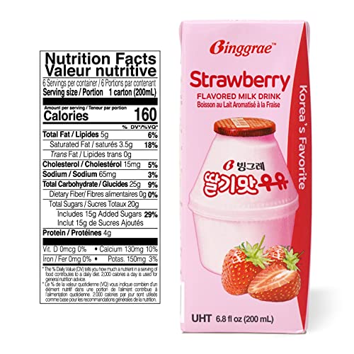 Binggrae Strawberry Flavored Milk - 6.8 Fl Oz (Pack Of 6) #TOP1