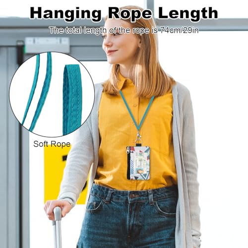 Image of Minimalist RFID Wallet with Lanyard, Multi-functional ID Case with 2 Zipper Pockets and Key Chain for Men and Women, Tactical Badge Pouch Cards Holder, Coin Purse for Travel Sports - Two-Tone