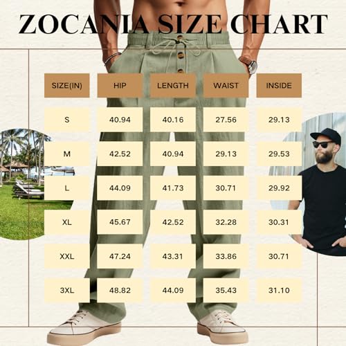Men's Linen Pants Button Drawstring Elastic Waist Sweatpants Lightweight Beach Yoga Trousers with Pockets2