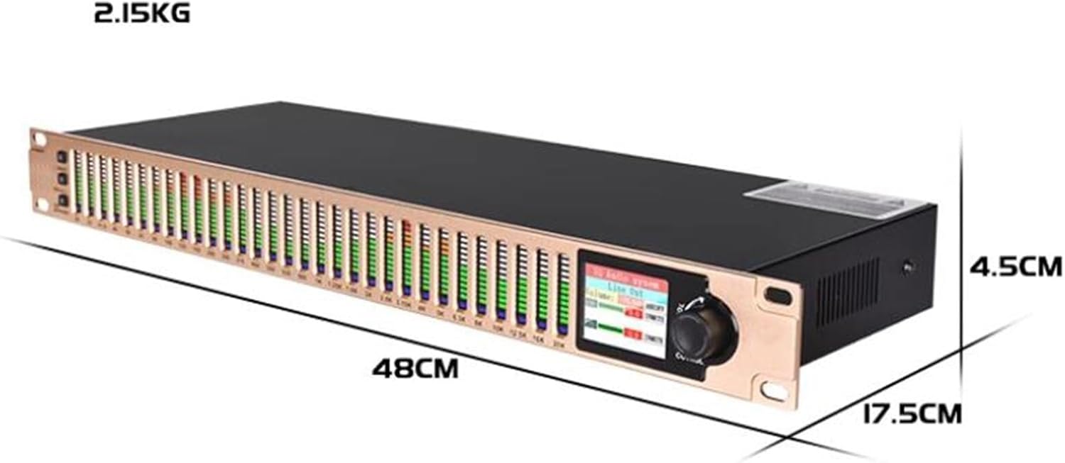 Graphic Equalizer,31-Band Digital Equalizer,Stereo Graphic Noise Reduction EQ,Dual Channel Synchronized Control for KTV Stage Performance