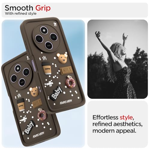 Image of Pikkme Back Cover for Redmi A4 5G / Redmi 14C 5G / Poco C75 5G | Cute Fun Cartoon 3D Bear Silicone Full Body Protection Bumper Cover (Brown)