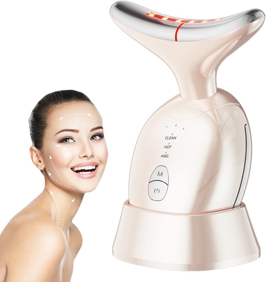 Facial Neck Massager, Multifunctional Face Massage Device, Face Sculpting Tool, Pink