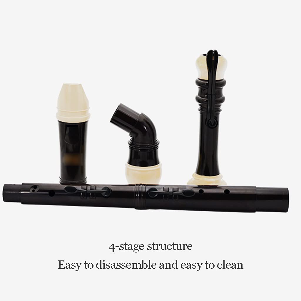 Blockflöten Blockflöte Lernen Erwachsene Bass English Professional Spielblockflöte, Abnehmbare 8-Loch-Barockflöte, 4 Stück, Mit Ledertaschen-Reinigungsstab (Color : Black)