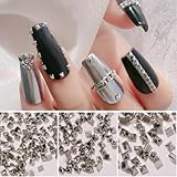 JERCLITY 600pcs Silver Square Spire Nail Charms Alloy Mini Metal Rivet Nail Charms for Acrylic Nails Flat Base Punk Style Square Spire Nail Studs Spike Nail Rivets for Women Nail Art（3 Sizes）