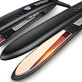 VANESSA PRO Flat Iron Hair Straightener, 100% Pure Titanium Flat Iron for One Pass to Achieve a Sleek Look, Curls Beautifully & Straightens Well - 1 inch