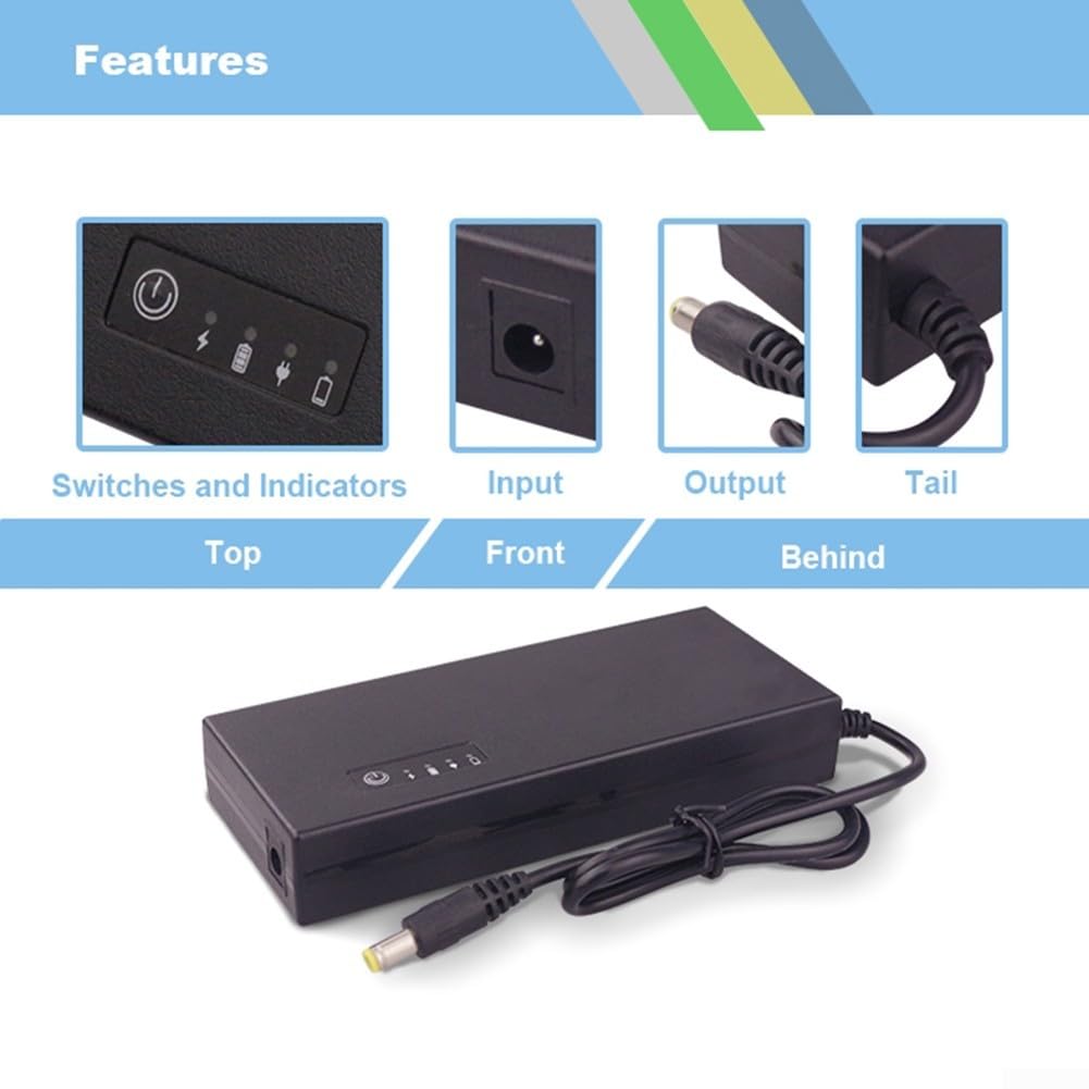 UPS DC 12V 3A para router y módem óptico, fuente de alimentación ininterrumpida con batería de respaldo de 10400 mAh, defensa de sobrecarga, banco de energía portátil de 12 V