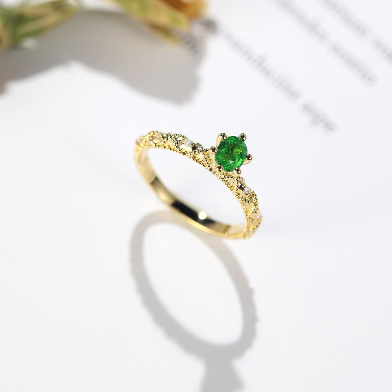 Anello delicato 18 K, semplice promessa anelli eleganza sollievo sei artigli anelli anello gioielli proposta regalo per le donne, Size L 1/2, Oro giallo 18 carati, Zirconia cubica