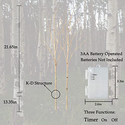 Hairui Lighted Artificial Twig Birch Branch With Fairy Lights 30In 100 Led Battery Operated, White Willow Branch With Lights For Christmas Holiday Wedding Party Decoration #TOP5