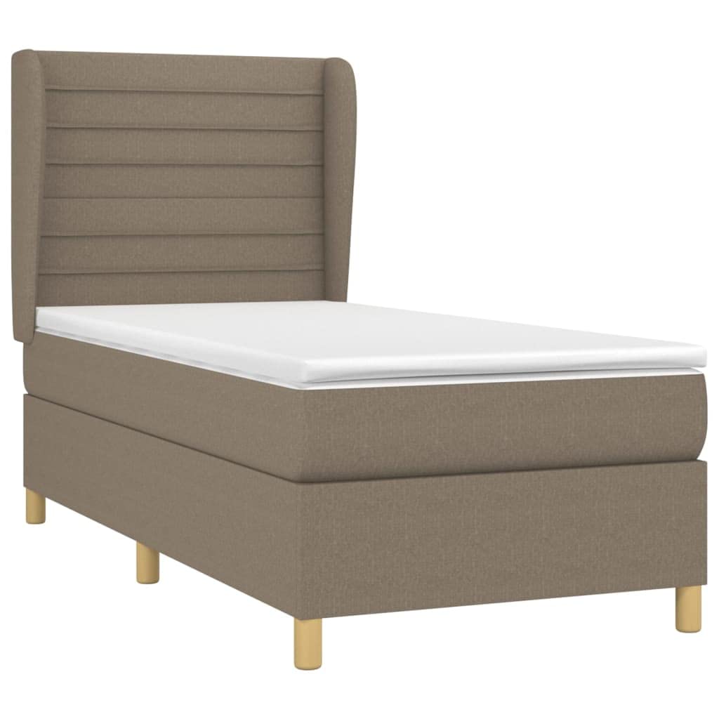 tkanina z regulowanym zagłówkiem kontynentalne taupe 90x190 cm | Łóżko kontynentalne z materacem sprężynowym taupe 90x190 cm tkanina z regulowanym zagłówkiem