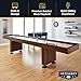 Hathaway Challenger 12 Ft Shuffleboard Table for Family Arcade Game Room - With Poly-Coated Playfield, Built-In Scorer & Cabinet, Climate Adjusters, Leg Levelers, 8 Pucks, Brush & Wax - Walnut Finish