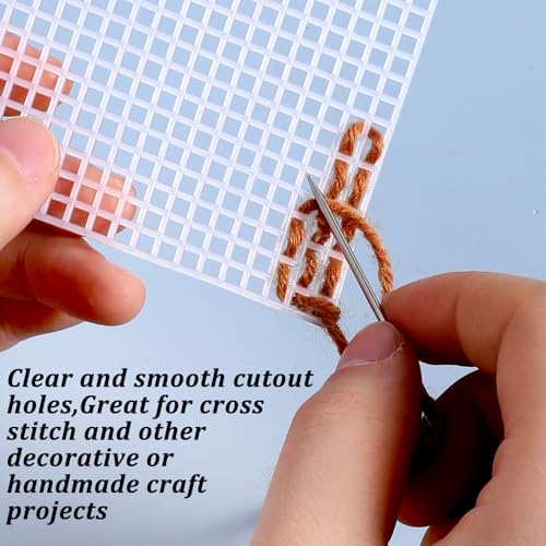 Image of JIYIN 4 Pcs 4 Count Plastic Mesh Canvas Sheets for Embroidery, Plastic Needlepoint Canvas, Eye Mesh for Acrylic Yarn Crafting Knit Crochet Projects and Make Aquarium Dividers(White 11.8x7.9'')