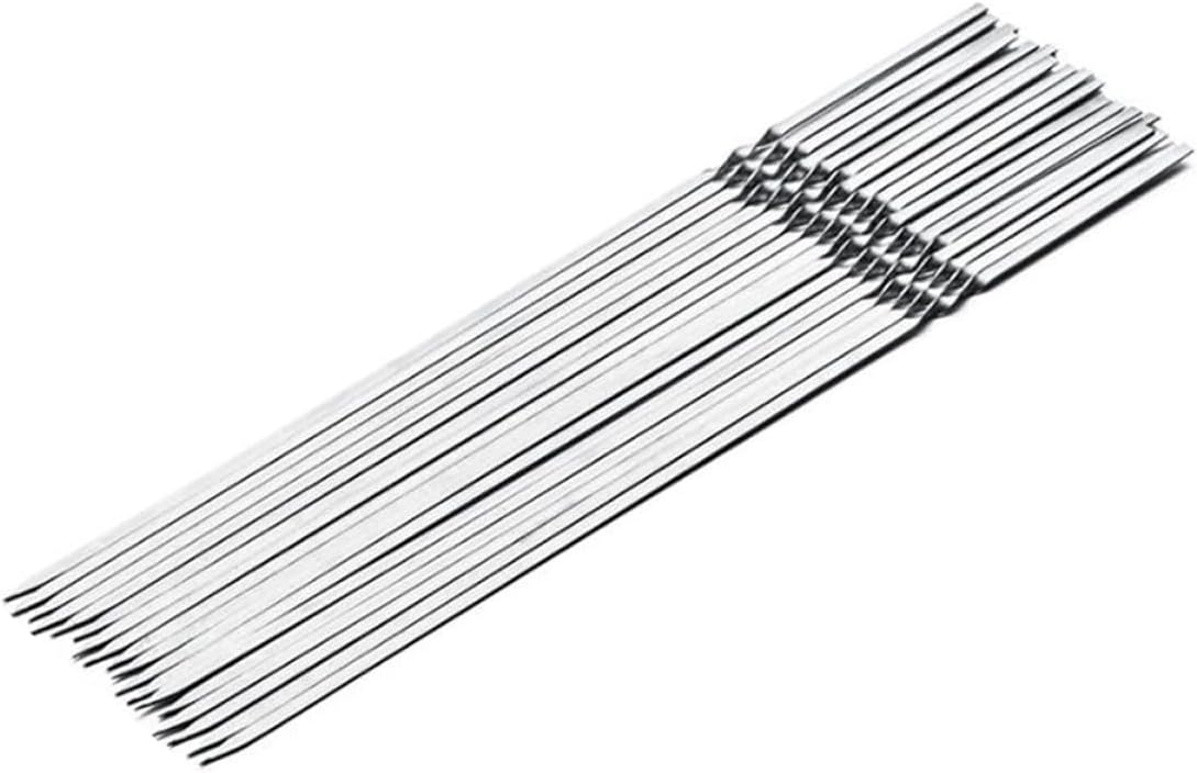 Cabilock 20pcs Stainless Steel Bbq Skewers Wide Grilling Skewers for Kabobs Reusable Bbq Sticks Long Food-grade Metal for Outdoor