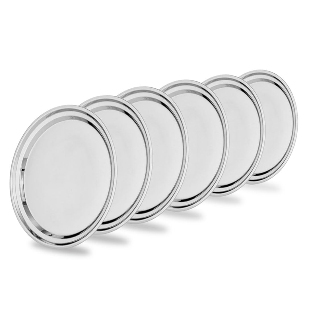 Wonderchef Venice Stainless Steel Plate Set of 6 | Classic Design and Gloss Finish | Stackable | 100% Food-Grade Stainless Steel | Non-Corrosive, Sturdy, Unbreakable-image-37