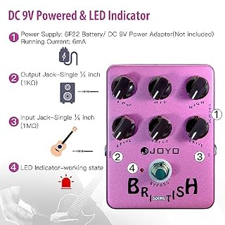 JOYO Overdrive British Rock Amp Simulator Pedal Brit-Rock Era Bluesbreaker Overload pour effet guitare électrique – Bypass (British Sound JF-16) – Image 6